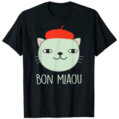 Französische Baskenmütze mit Mütze, lustiges Kätzchen mit Hut, Bon Miaou T-Shirt