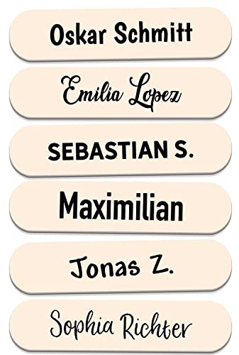 Sunnywall® 55-1920 Stück Namensaufkleber selbstklebend 36x7,7 mm für Büro, Verein, Schule, Kindergarten Organisation Beschriftung Aufkleber Etikette (Creme)