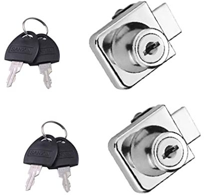 Serrature per porte in vetro, 2 pezzi, aperte, in lega di zinco, per vetrine di sicurezza, con chiavi, per porte in vetro da 5-8 mm (una per tutti)