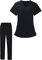 harayaa Damen Krankenschwester Uniform Bequemes Oberteil und Hose Arzt Pflegepeelings Pflegeuniformen Krankenschwester Arbeitsanzug Frauen Scrubs Set für, Schwarz, XXL