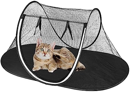 Katzenzelte für Draußen, Faltbarer Hundelaufstall Tragbar, Outdoor Zelt für Haustier, Hundezaun für Camping, Hundelaufstall Tragbar, Kleines Haustierzelt mit Netz Foccar
