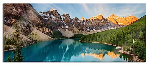 Pixxprint Glasbild Panorama, Wandbild aus Echtglas, Bergsee, 120x50 cm, inkl. Aufhängung und Abstandshalter