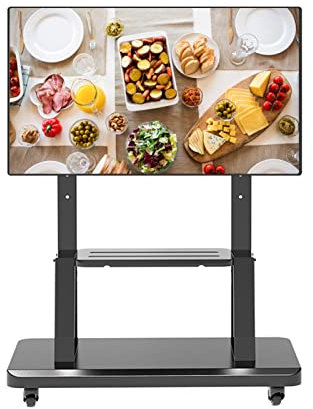 GGZONE Mobile TV Stand For Bedroom/Small Space,Height Adjustable Floor Trolley Stand For 32-75Inch Lcd Led Flat Panel Screen TVs,Black beautiful scenery
