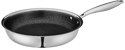 MÄSER Hestia, antihaft beschichtete Bratpfanne 24 cm, hochwertige Wabenbeschichtung, Mehrschichtmaterial für beste Wärmeverteilung, geeignet für Induktion, Edelstahl
