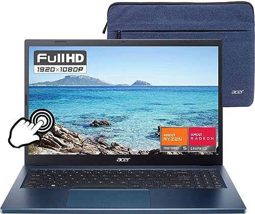 Acer Aspire 3 15.6 FHD Laptop 2023 AMD Ryzen 5 7520U Quad-Core Processor, 8GB LPDDR5 512GB SSD, WiFi 6, Bluetooth, HD Webcam, USB A&C, 11Hr Battery Life, Steam Blue, Windows 11, GM Accessory