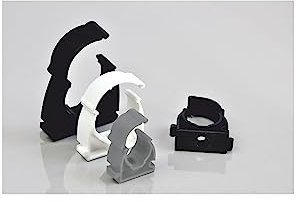 ELEKTROPLAST 100 Stück PVC Klemmschellen Ø 28mm | Rohrschellen zum Festschrauben für Stangenrohr, Isorohr, Leerrohr | Plastik Rohr-Klemmschellen | Schwarz