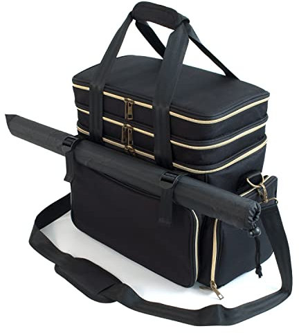 MONGPIENS RPG, D&D Miniaturen-Aufbewahrungstasche – passend für 44 Miniaturen, 6–8 Bücher, Kampfkartenhalter, DND-Würfel und Token Taschen – Dungeons and Dragons Miniatur-Würfeltasche – Schwarz,