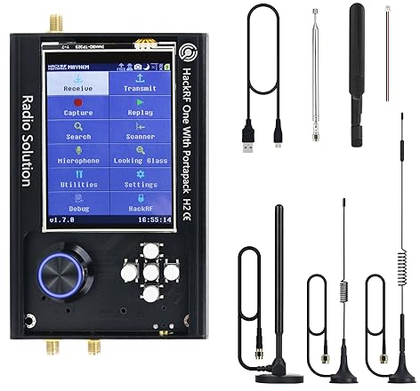 HamGeek PortaPack H2 und HackRF One R9 V2.0.2 einschließen 5 Antennen und Datenkabel 1MHz-6GHz SDR Radio montiert