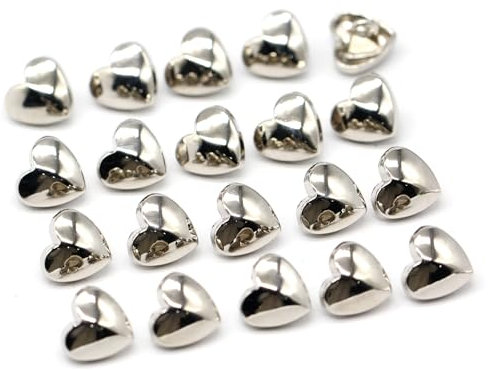 USOSOU Metallknöpfe in Herzform, zum Nähen, für kleine Blusen, Hemden, Knöpfe mit Schaft, silberfarben, 10 mm, 20 Stück