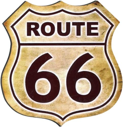 KUSTOM ART Magnet Route 66 aus Holz, geformt für Kühlschrank, Garage, Bar, Sammlerstück, 5,5 x 5 cm