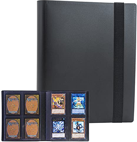 160 Taschen Schwarzer Binder Karten-Sammler, Binder-Album mit doppelseitigen 4-Taschen-Kartenseiten, Binder-Karten-Ordner