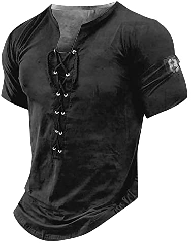 KONG JIMFAN Herren Henley Tshirt Männer Lustig Muskelshirts Herren Kostüm Henley Shirt Herren T Shirt Lustig Ringelshirt Herren Schwarz Weiß Pullover Herren 3XL Grünes Tshirt Herren(#3 Black,M)