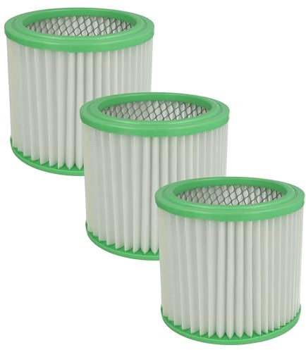 vhbw 3x Faltenfilter kompatibel mit Einhell BT-VC 500, 2351631 11012 Staubsauger - Filter, Patronenfilter, Papier/Kunststoff, weiß grün