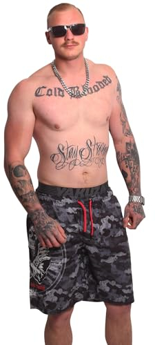 Yakuza Herren Trouble Badeshorts, Camouflage Grey, L