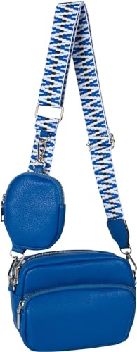 styleBREAKER Damen Umhängetasche Rechteckig 2-Teilig | 17x14x6 cm Crossbody-Bag, 2 Hauptfächer mit Zipper, 80-124 cm anpassbarer Gurt mit Muster, kleine ovale Börse (8x11x2 cm).