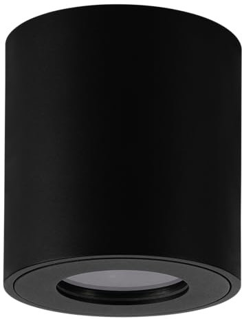 Eglo Plafonnier extérieur Torrecola, lampe d'extérieur en aluminium noir, spot de plafond pour entrée et terrasse, douille GU10, IP44, ⌀ 8 cm