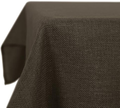 Deconovo Tischwäsche Wasserabweisend Tischdecke Leinenoptik Tischdecken Lotuseffekt abwaschbare robust Tischtuch für Esstisch Küche, 240x140 cm, Dunkelbraun, 1 Stück