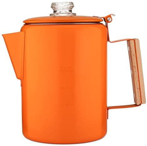 COLETTI Bozeman Percolateur à café – Cafetière de camping, cafetières de camping – Percolateur le plus élégant d'Amérique – Sans aluminium ou plastique [Orange argile du désert, 9 tasses]