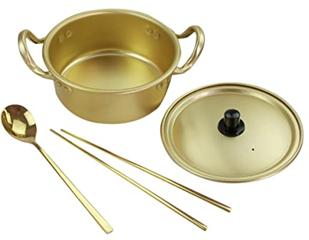 Alipis Ensemble De Marmites À Nouilles En Aluminium À Double Poignée Marmite À Soupe Cuillère À Ramen Parfait Pour Les Nouilles Instantanées Et La Soupe