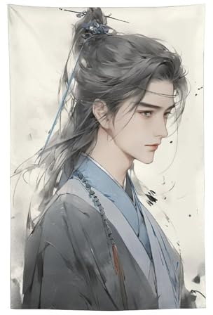 YOUMAN Chinesisches antikes Kostüm, Anime-Mann, Poster, Wandteppich, Zimmer, ästhetische Malerei, Schlafzimmer, Wandteppich, Wohnzimmer, dekorativ, 152,4 x 228,6 cm