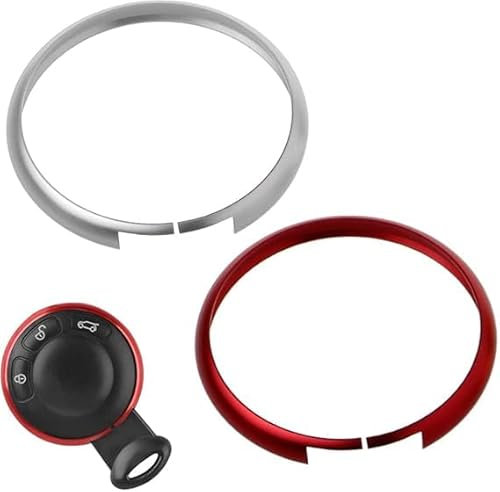 HTTYHT Lot de 2 Anneaux de clés pour télécommande de Voiture Porte clés en métal pour Mini R55 R56 R57 R58 R59 R60 (Argent+Rouge)