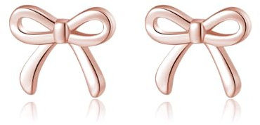 SLUYNZ Solid 925 Sterling Silber Schleifen Ohrstecker Ohrringe für Damen Mädchen Bowknot Post Ohrringe (C-Rose Gold)
