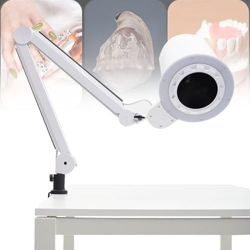 Aspirateur à poussière pour ongles pour pédicure et manucure Aspirateur à poussière pour ongles professionnel avec LED à intensité variable intégrée, filtre interchangeable et support de table