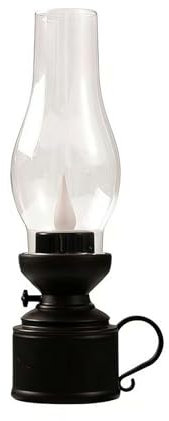 Lámpara LED de queroseno vintage, sin llama, funciona con pilas, lámpara de mesa retro para uso en interiores, decoración del hogar, iluminación de emergencia, decoración de patio