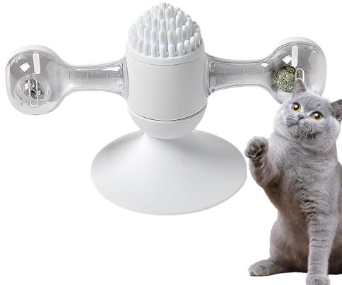 Jouet interactif pour chat moulin à vent, jouet pour chat moulin à vent rotatif | Jouet de massage à plateau tournant pour chaton | Fileur interactif de chat de bâti de mur de boule moyenne de dents d