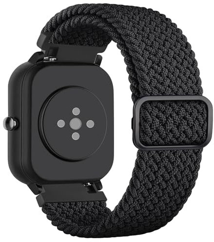 Mugust Armband für Amazfit Bip U Pro/Bip/Bip Lite/Bip S/Bip S Lite/Bip U/Bip 3/Bip 3 Pro Armband, Elastisches Nylon Geflochtenes Ersatzarmband für Amazfit Bip U (Schwarz)