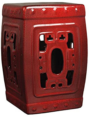 MYXJX tabourets de Jardin en céramique Tabouret de Tambour carré en céramique, Table d'appoint Portable Rouge, Nouveau Tabouret brodé de Meubles créatifs Chinois Classiques.