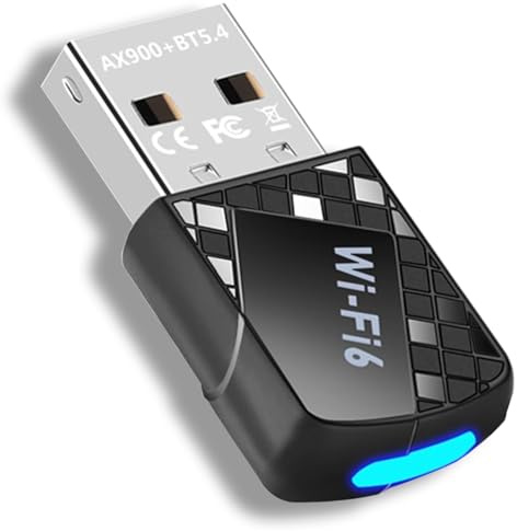 【2-IN-1】 USB WLAN Stick für PC Und 5.4 Bluetooth Adapte, AX900 WiFi6 USB WiFi Adapter Dual Band 2.4GHz/5GHz Interne Antenne 5DBi Kompatibel mit Windows 11/10/8.1/8/7, für PC/Desktop/Laptop