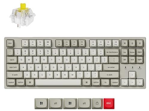 Keychron Teclado mecánico C1 Pro con cable con tasa de sondeo de 8 K Hz, diseño del 80 %, teclado TKL personalizado QMK/VIA con retroiluminación RGB, interruptor banana intercambiable en caliente