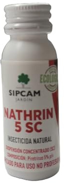 Nathrin 5SC 10ml - Sipcam. Insecticida con piretrinas naturales. Eficaz contra pulgon, mosca blanca, trips, escarabajo de la patata y tuta. Actua por contacto e ingestion. Agricultura ecologica.