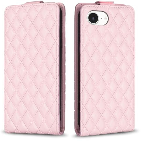 COQUE Étui pour De Téléphone Apple iPhone 16e, l’Étui à Ouverture Verticale a Une Conception Intégrée de 3 Emplacements pour Cartes-Rose