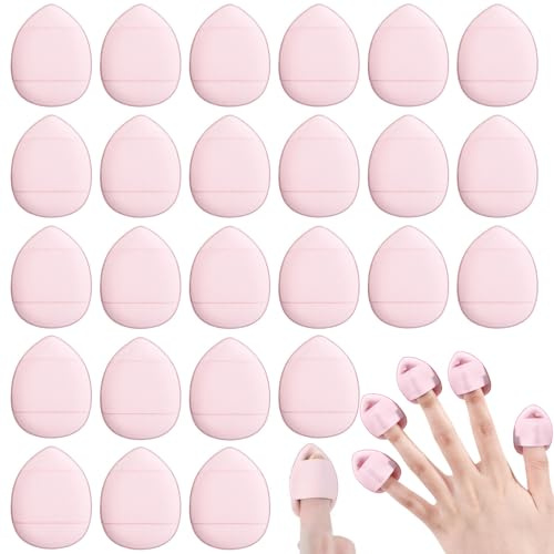 25 Stück Powder Puff,mini Puder Puff Finger Puderquaste,Concealer Makeup Sponge Nasses Und Trockenes Dual Use Make Up Tool (Pink)