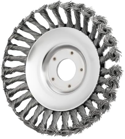 6-Inch Grass Trimmer Cutter Head, Rotary Steel Wire Weed Brush Blade, Strimmer Wire Brush Head with Knotted Wire for Gasoline Lawn Mower