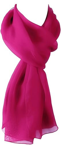 World of Shawls Chiffon Scarves Wraps for Wedding Party Special Occasions Women Plain Neck Scarf Soft Headwrap Girls Headscarf Sheer Wrap 45 x 160 Cm (Hot Pink)
