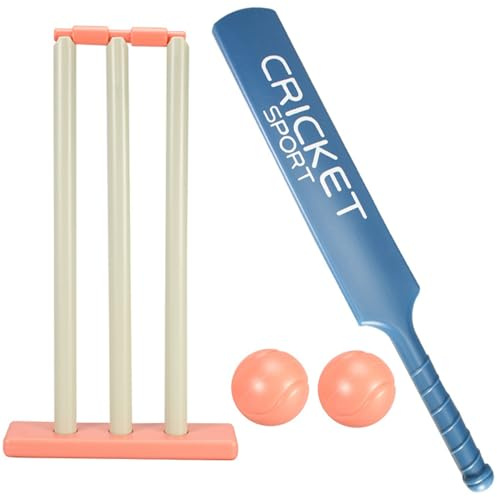 Pesoncarl Kids Cricket -Set, Cricket -Kit mit ABS -Fledermaus, Stümpfen, 2 Balls Eltern -Kind -Interaktionsspiel für Garden Beach Home Equipment für Kinder im Alter von 3+, Sport, Sport