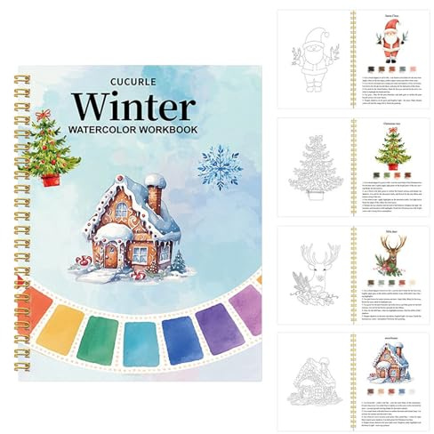 Aquarell Malbuch Weihnachten - Watercolor Workbook Für Erwachsene | Malen Lernen Buch | Kreativbuch Mit Wintermotiven & Schritt-für-Schritt-Anleitung Auf Hochwertigem Aquarellpapier Für Anfänger