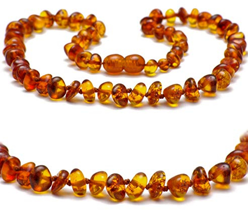 Handgefertigte Bernsteinkette aus Naturbernstein – Bernstein Schmuck für Damen, Herren und die ganze Familie, einzigartiger Naturschmuck, perfekte Geschenkidee & Glücksbringer (Cognac, 29 CM)