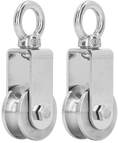 2PCS Cable Pulley Wheels 360 Degree Rotation Stainless Steel Pulley Roller Built in Dual Bearings
