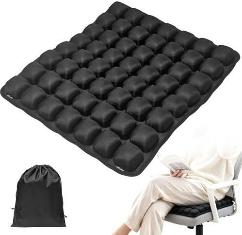 Aufblasbares Sitzkissen mit 3D-Luftzellen, Ergonomische Sitzkissen für Bürostuhl, Auto, Flugzeug, Rollstuhl, Stadion, Antidekubitus, Orthopädisch Luftkissen - Schmerzlindernd, Steißbein Entlastend