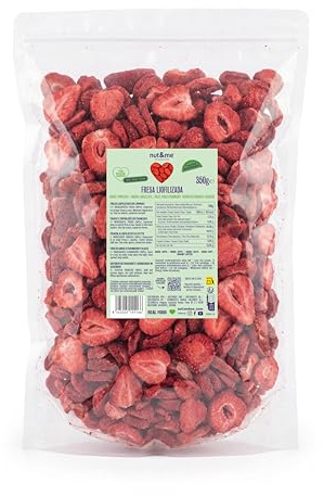 nut&me Fresa liofilizada en rodajas 350 g | 100% fruta deshidratada | Naturalmente dulce, Sin azúcares añadidos, Aditivos, OGM ni Gluten, Retenido de Vitaminas