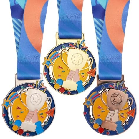 Bigqin 3 Stück Metall Medaillen Für Kinder,Gewinner Medaillen 1., 2. Und 3. Medaillen Für Schule, Sportstag Oder Olympisch,Gold Kinder Für Sport,Wettbewerbe Auszeichnungen,Party,Preisen Awards