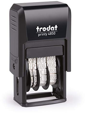 Trodat Printy 4850/L2 PAID Date Stamp - Self Inking Dater with Blue PAID and Red Date - 25 x 4 mm Impression, 3.8 mm Date, 10 Year Band for Office Finance Use