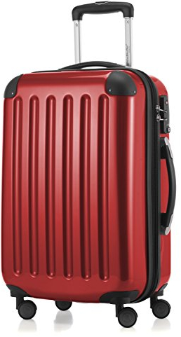 HAUPTSTADTKOFFER Alex - Handgepäck, 55 x 38 x 23 cm, TSA, 4 Rollen, 42 Liter, Reisekoffer, Hartschalenkoffer, Rollkoffer, Bordgepäck Koffer, erweiterbar, Rot