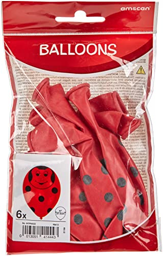 Amscan INT996522 - Latexballons Käfer, 6 Stück, circa 28 cm, Geburtstag, Luftballon