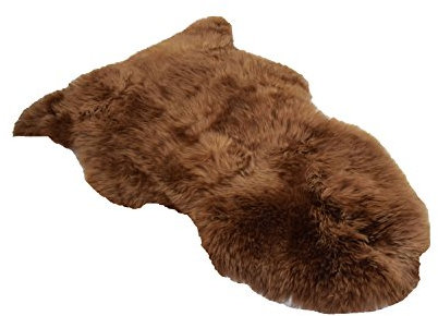 Schaffell Lammfell Langhaar Naturfell Teppich Läufer Dekofell (braun, 90-100cm)