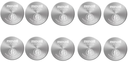 Maxell Lot de 10 PILES CR2016 PILES BOUTON Lithium 3 V LOT (Bulk)